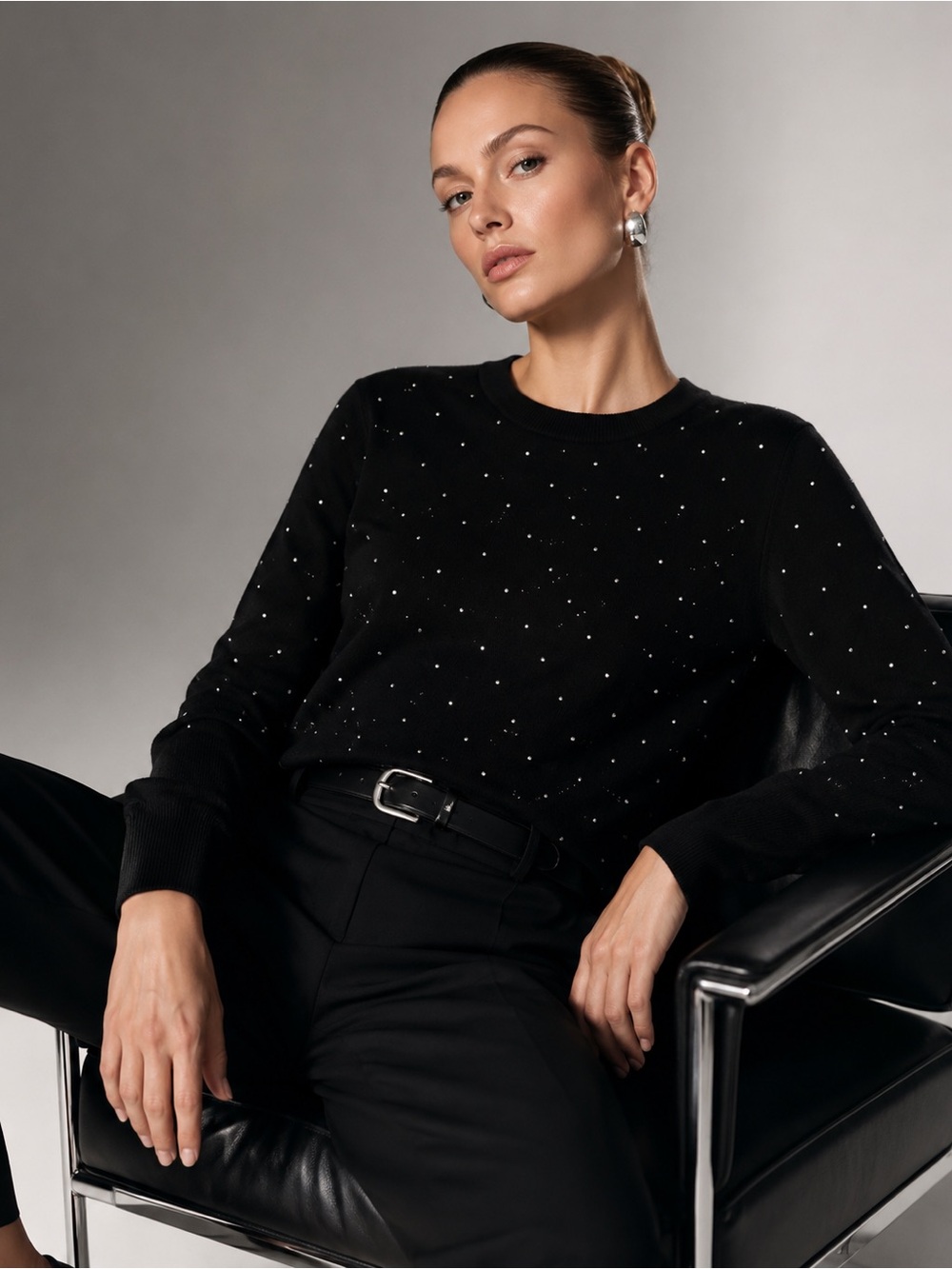 ✨ Nanette Lepore Black Crystal-Embellished Sweater | XL | NWT ✨